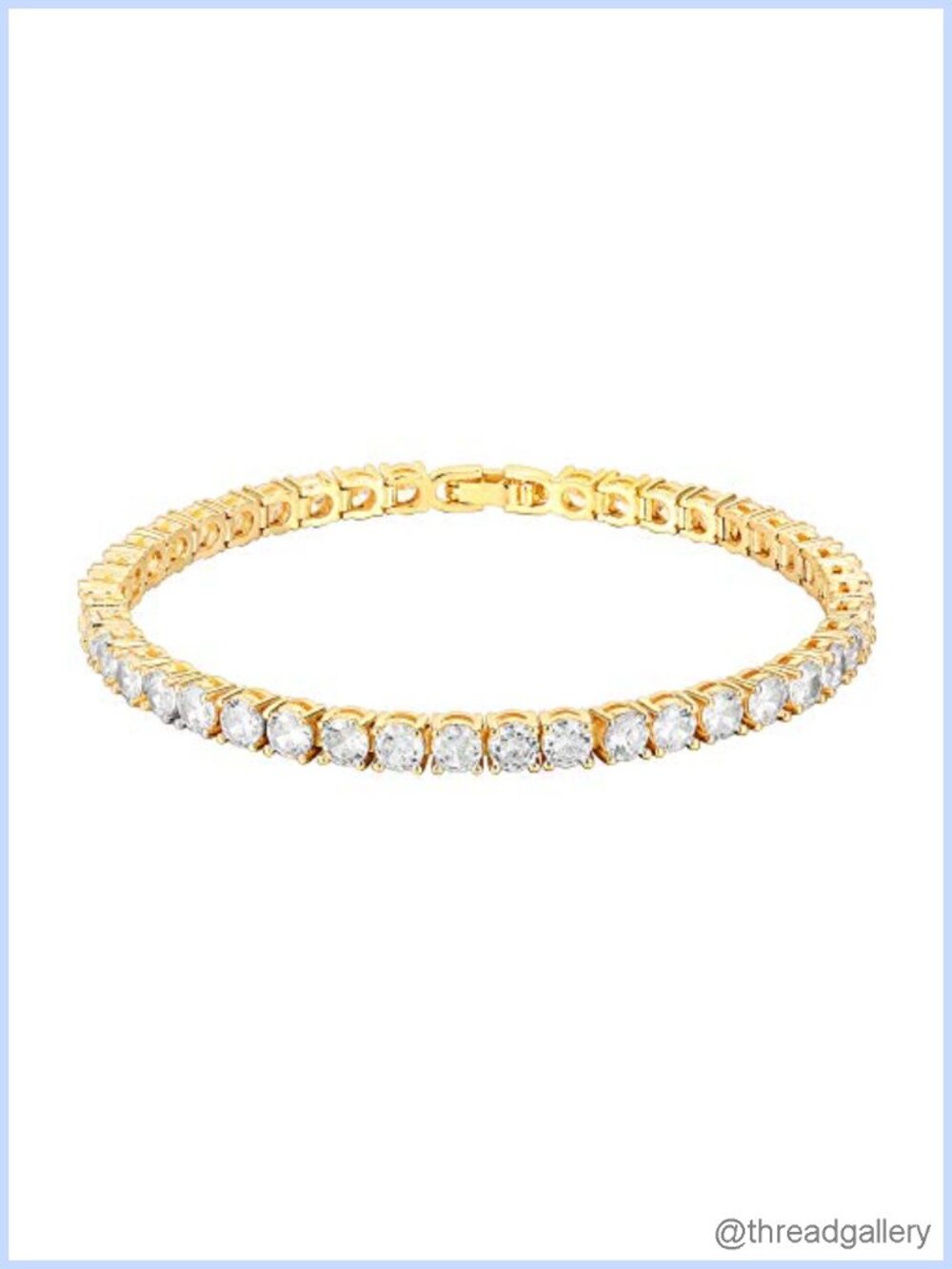 14K Gold Plated Cubic Zirconia Tennis Bracelet 7 Inch Prong Set